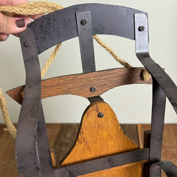 Craft Fair‎ Wood Metal Decorative Snow Sled with hand painted rustic snowmen - Picture 3 of 6